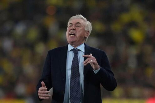 مدرب البرازيل كارلو أنشيلوتي خلال مباراة ودية