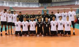 لاعبو منتخب مصر للكرة الطائرة خلال مباراة في أمم إفريقيا