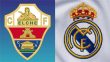 صورة تجمع بين شعاري ريال مدريد وإلتشي استعدادًا لمباراة في الدوري الإسباني