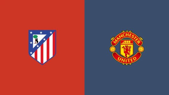 صورة تجمع شعاري أتلتيكو مدريد ومانشستر يونايتد استعدادًا لمباراة دوري أبطال أوروبا